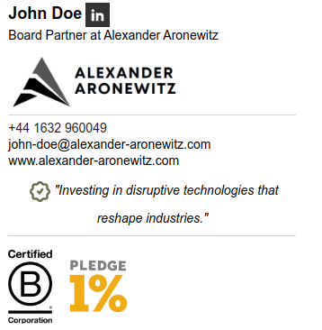 Branded email signature template.