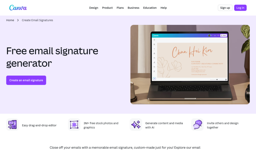 Canva free email signature generator.