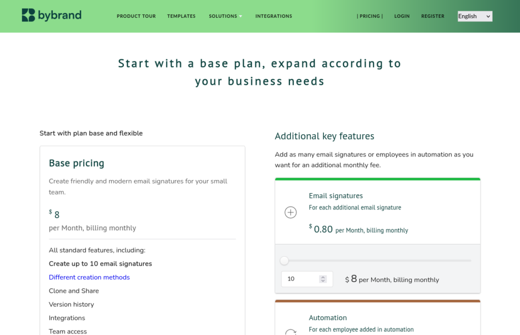 Bybrand pricing page.