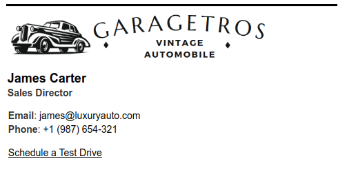Complete email signature.