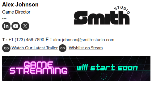 Email signature example with banner.