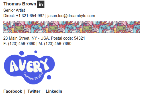 Branded email signature.