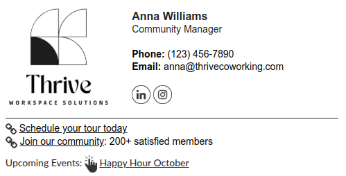 Email signature template for marketing.