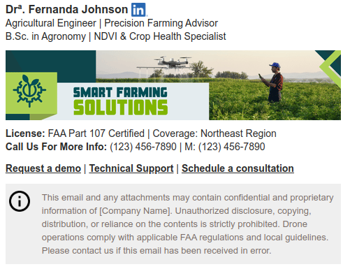 Email signature example with banner.