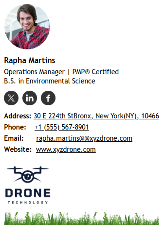 Email signature with professional photo.