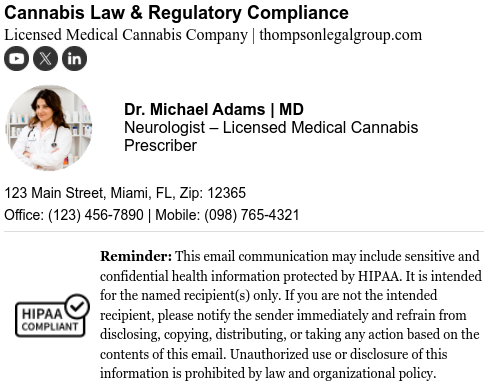 Email signature with hipaa logo.