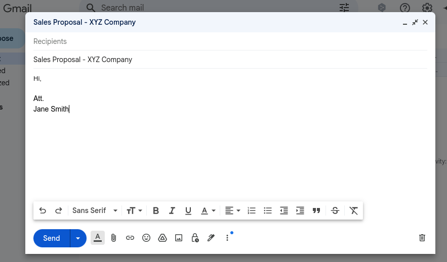 Text simple email signature.