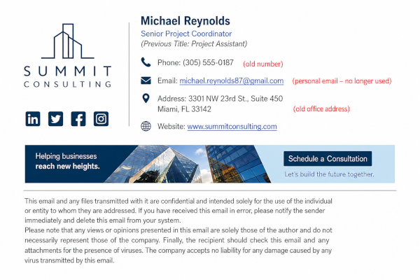 Outdated contact information