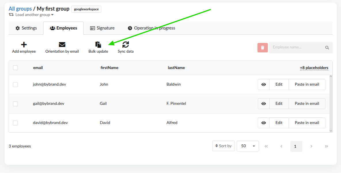 Bulk update email signature