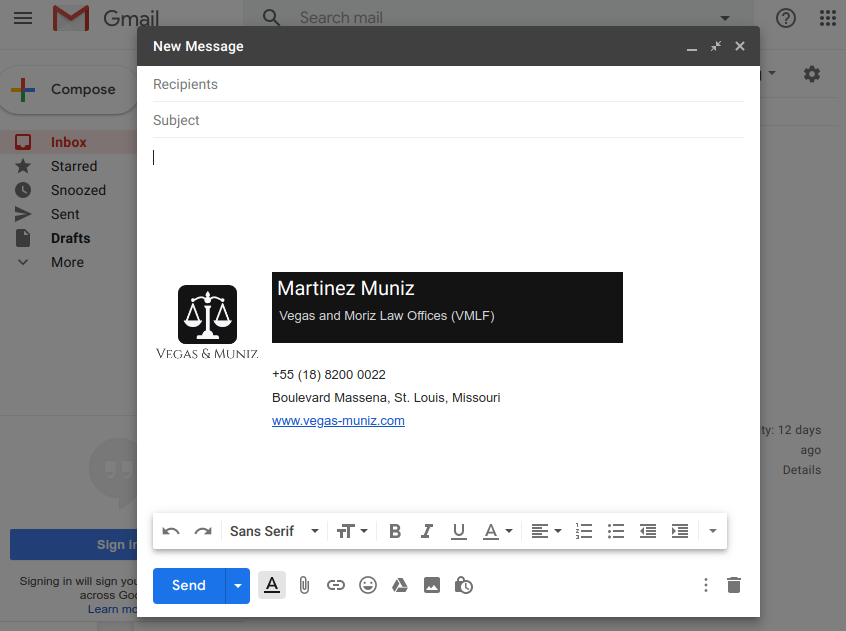 Advogado escrevendo nova mensagem de e-mail
