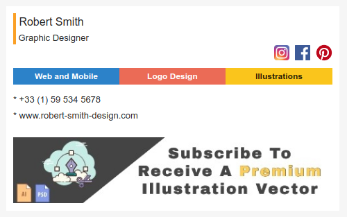 Email signature to professional graphic designer