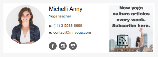 Assinatura de e-mail para uma professora de ioga