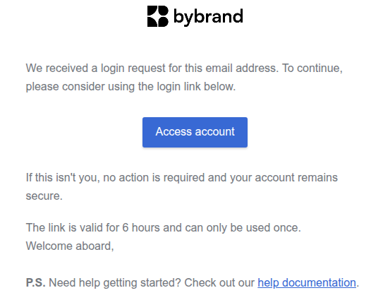 Email de login sem senha.