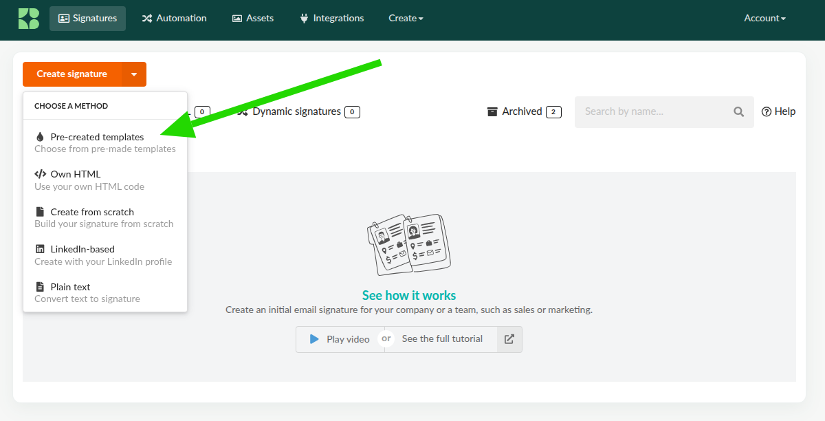 Criando a primeira assinatura.