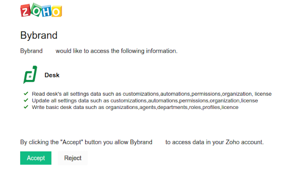 Zoho Desk OAuth accept