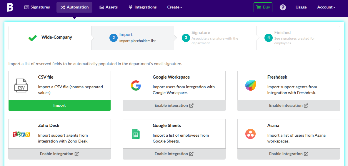 Import employees from CSV file