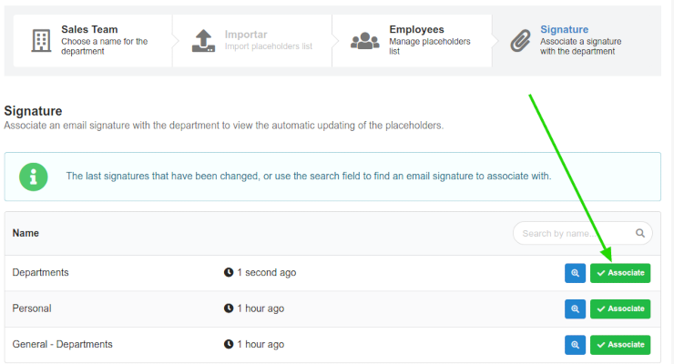 Set email signature in departments