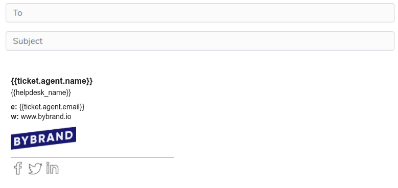 Assinatura de email do Freshdesk com placeholders.