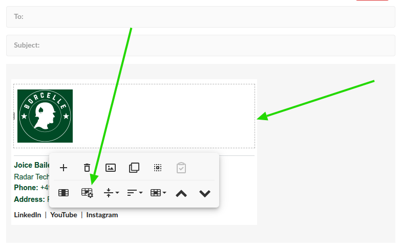 Change email signature background color.