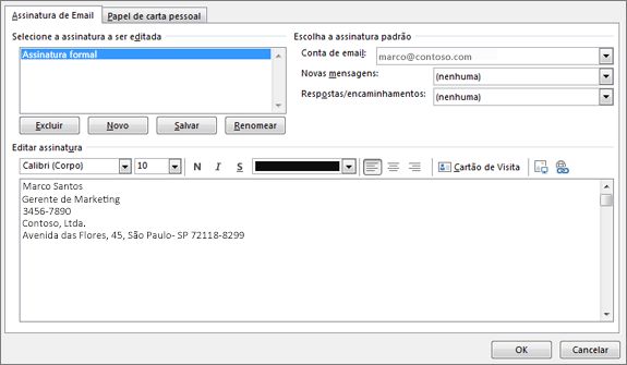 Configuração Assinatura de e-mail no Microsoft Outlook