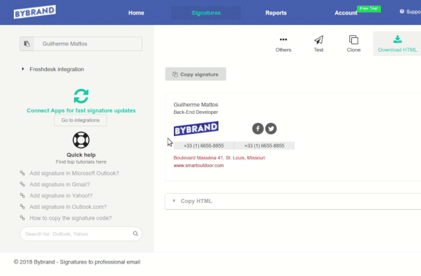 Freshdesk atualizar assinatura de e-mail