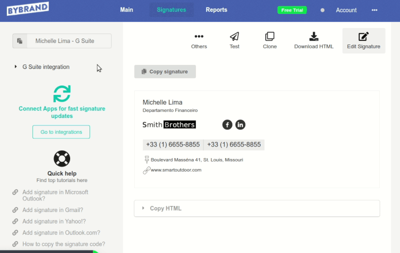 Updating email signatures in Gmail alias
