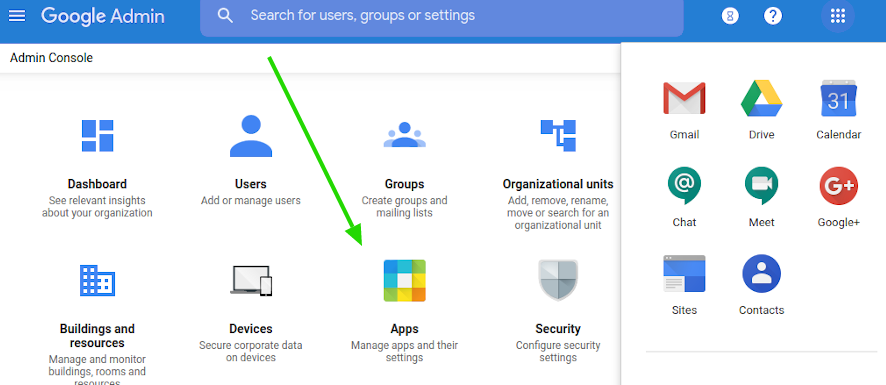 Google Workspace admin painel apps