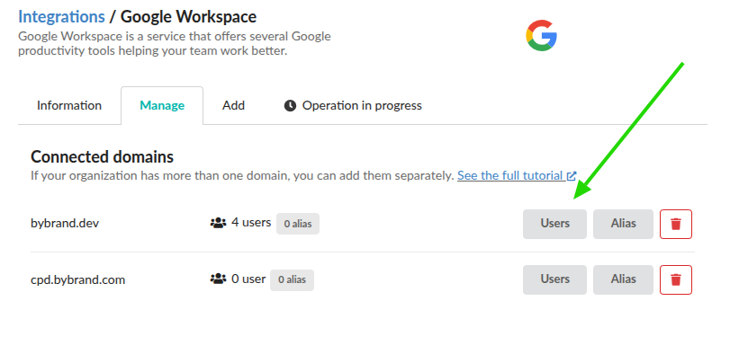 Load all users of Google Workspace.