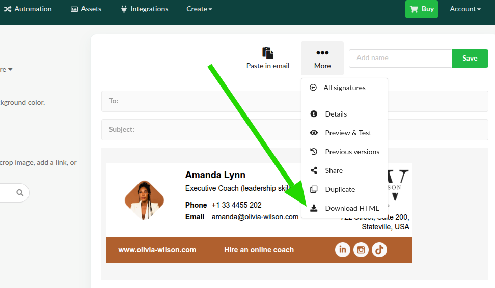 Baixando o HTML da assinatura.