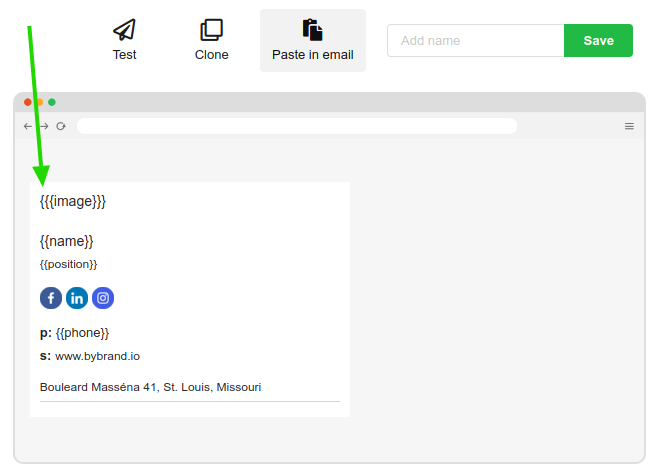 Image tag in department signature