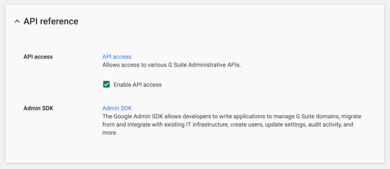 G Suite api enable