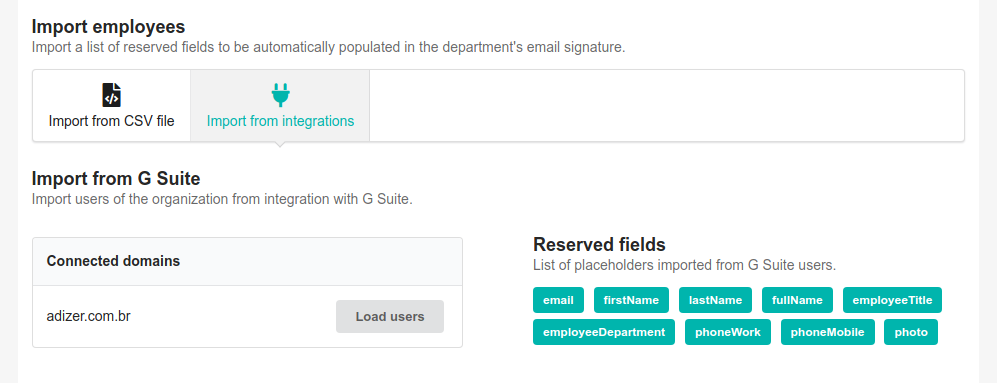 Department G Suite import users