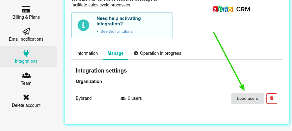 Loading Zoho CRM users