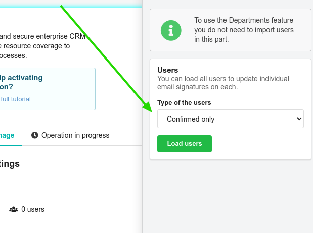 Escolhendo o tipo de usuários para carregar do Zoho CRM