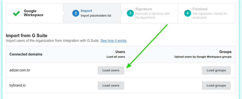 Importando usuários do Google Workspace