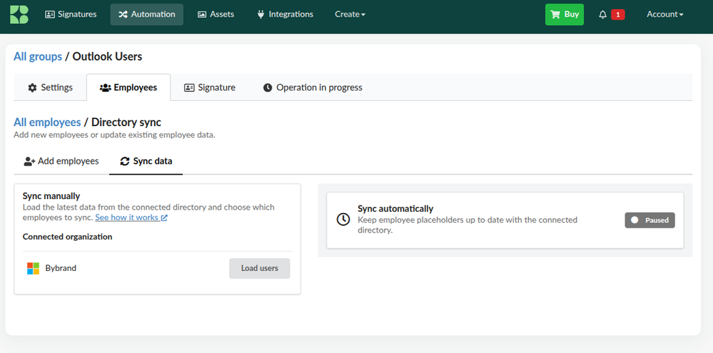 Sync data option.