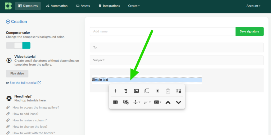 Editor de assinatura Bybrand.