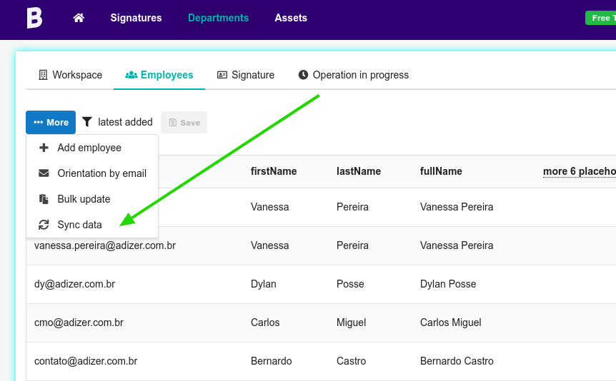 Google Workspace sync data