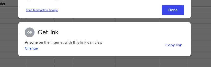 Google Sheets Share button
