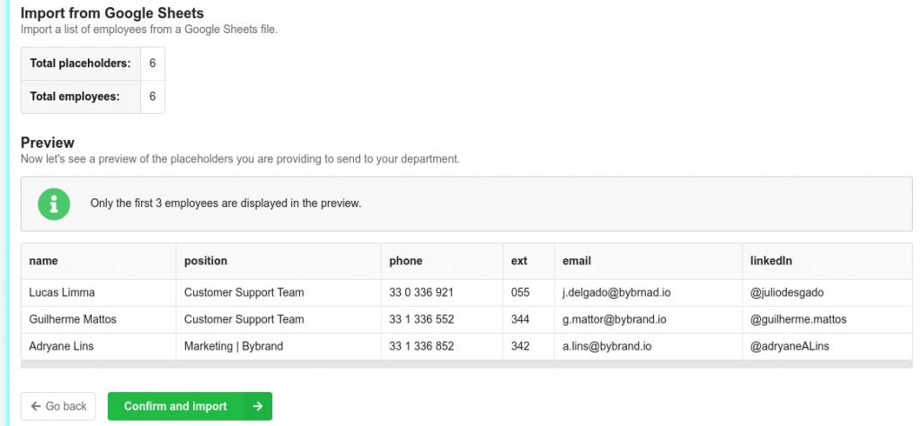 Preview da planilha do Google Sheets