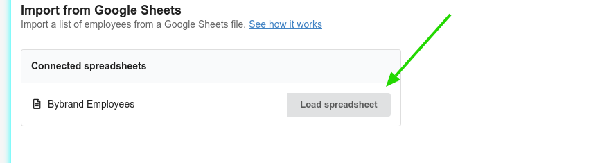 Load spreadsheet