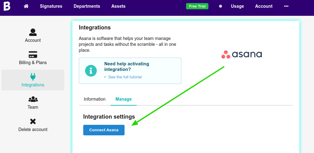 Autorizar o aplicativo da Bybrand para Asana.