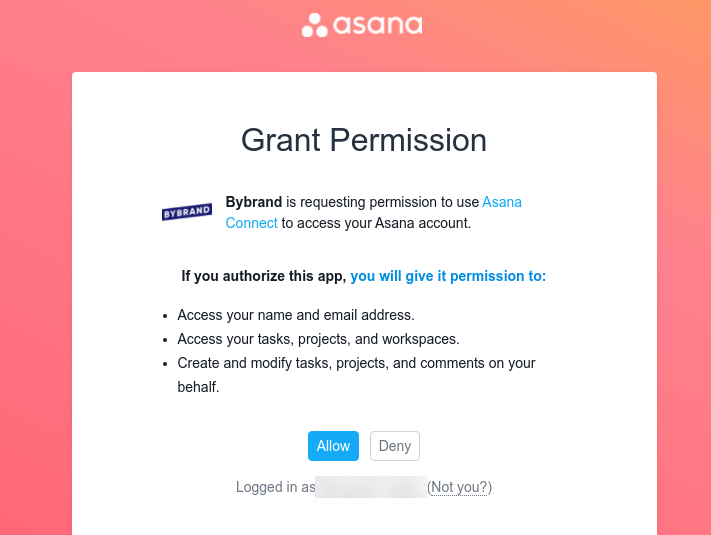 Asana grant permission for Bybrand