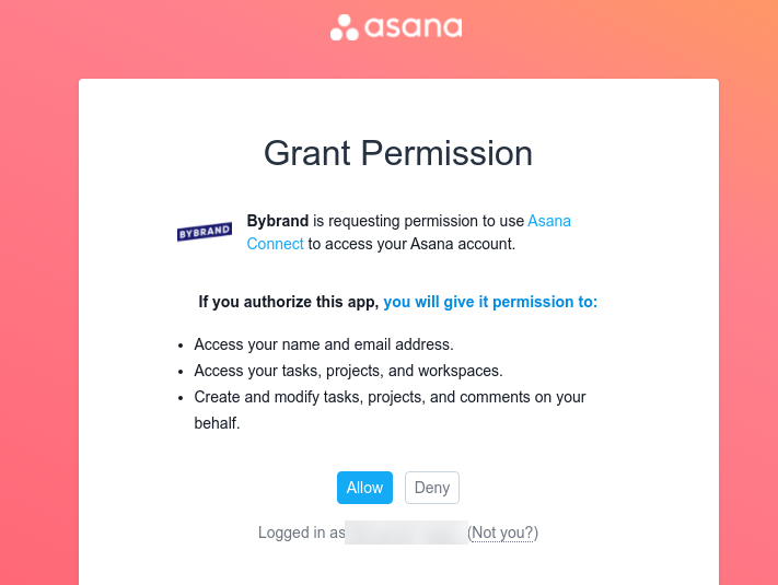 Permitir app da Bybrand para Asana