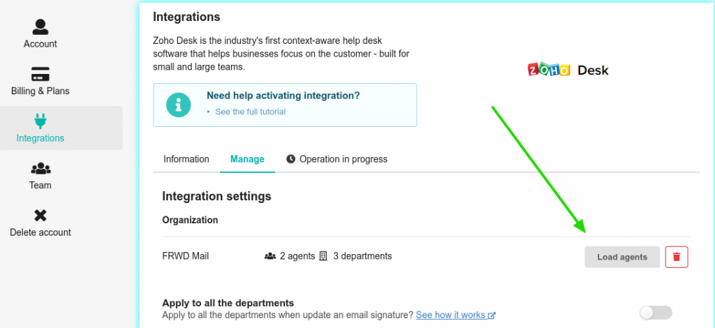 Zoho Desk integration