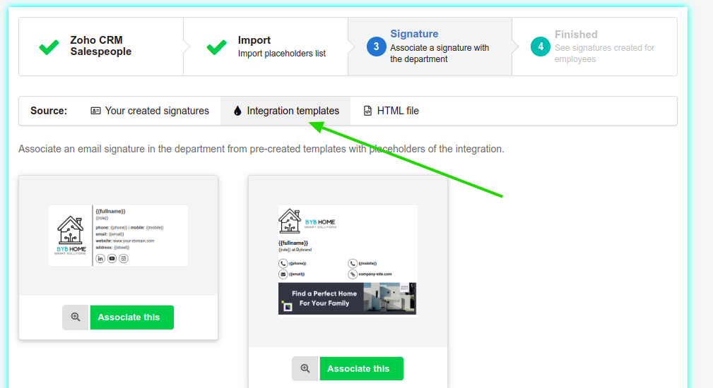 assinatura de e-mail pré-criada para o Zoho CRM