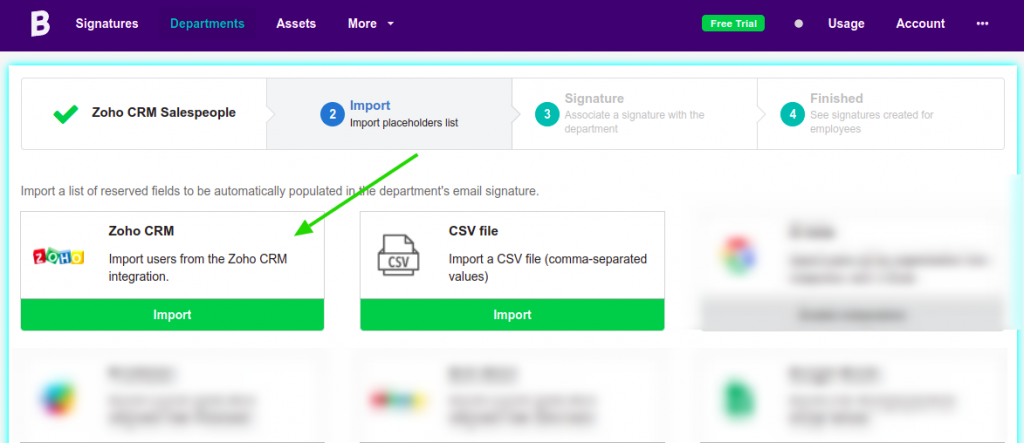 Import from Zoho CRM integration