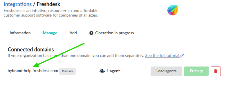 Freshdesk add domain in Bybrand