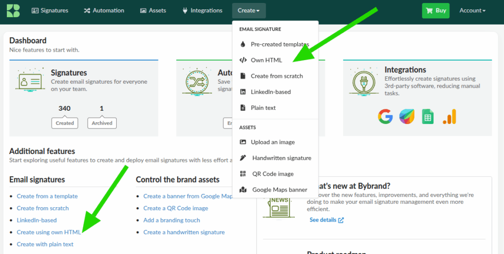 Opção HTML próprio