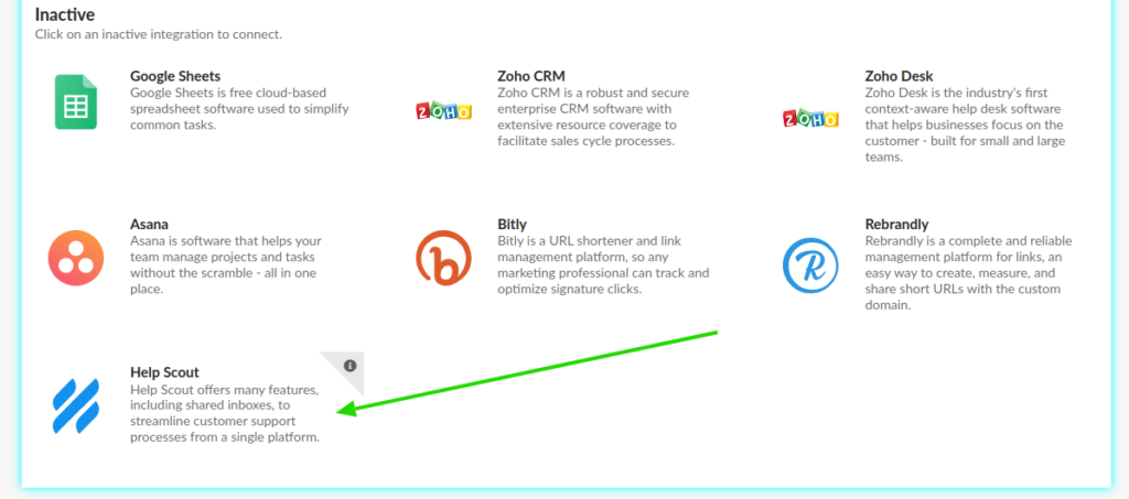 Activating the integration with Help Scout
